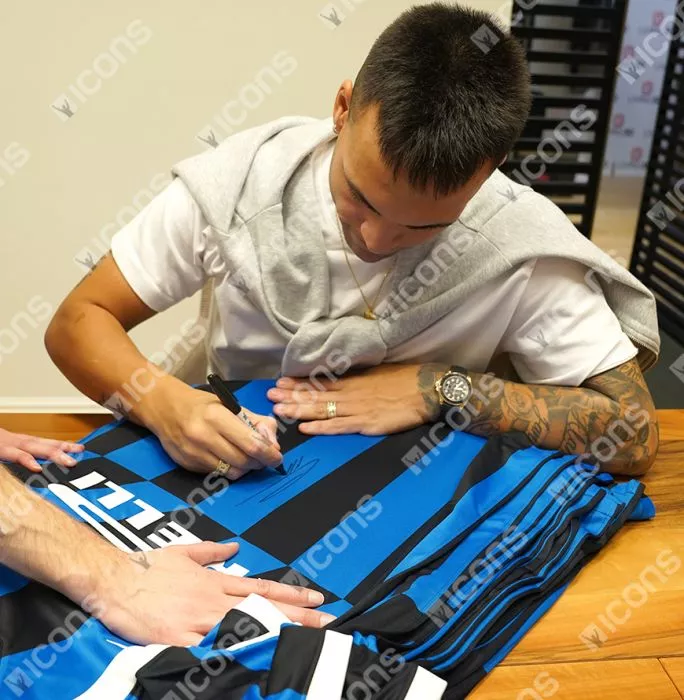 Lautaro Martinez Front Signed Internazionale 2019-20 Home Shirt In Deluxe Packaging