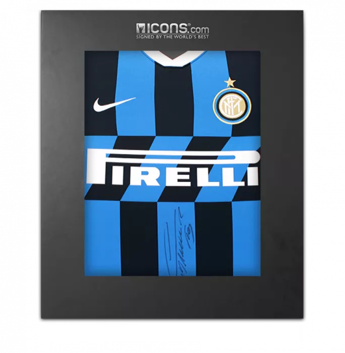 Lautaro Martinez Front Signed Internazionale 2019-20 Home Shirt In Deluxe Packaging