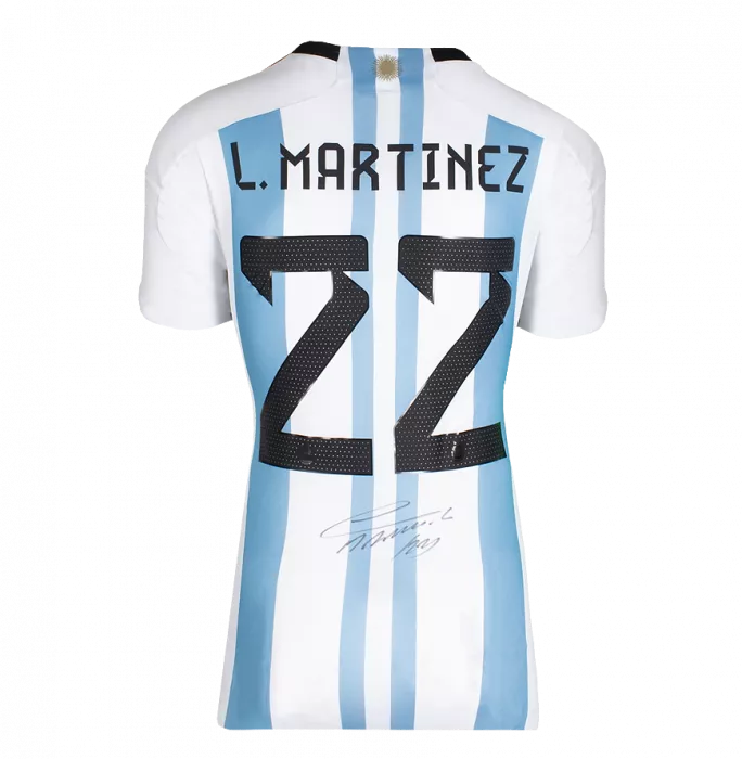 Lautaro Martinez Official 2022 FIFA World Cup™ Back Signed And Hero Framed Argentina 2022 Home Shirt
