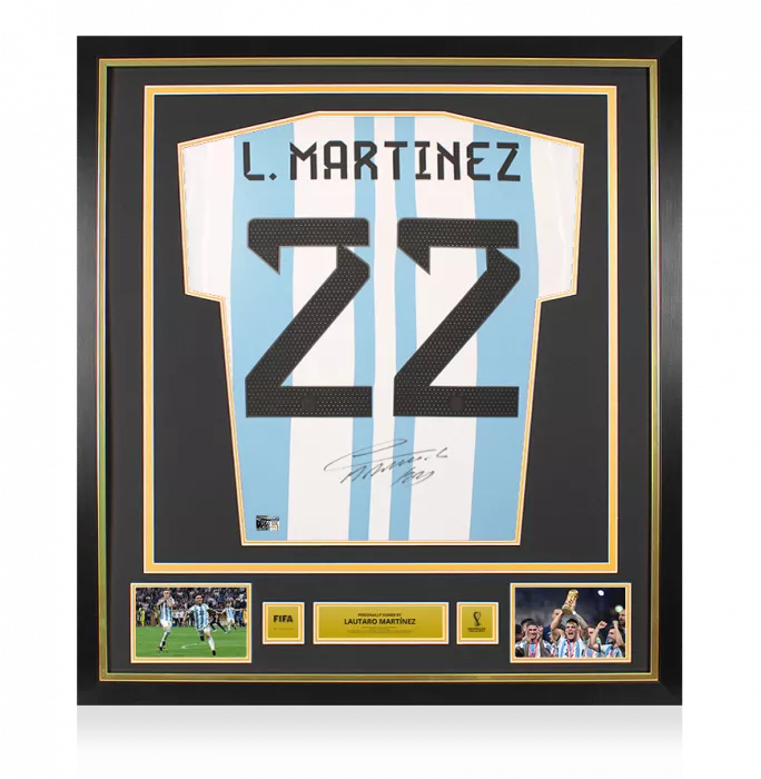 Lautaro Martinez Official 2022 FIFA World Cup™ Back Signed and Framed Argentina 2022 Home Shirt