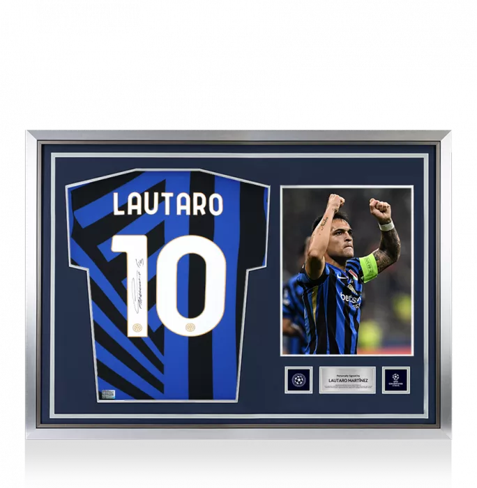 Lautaro Martinez Official UEFA Champions League Back Signed and Hero Framed Internazionale 2024-25 Home Shirt
