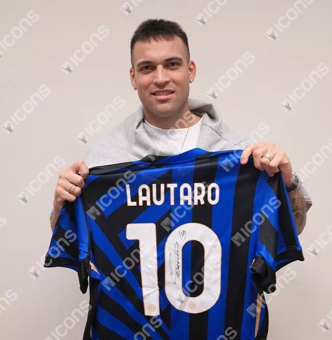 Lautaro Martinez Official UEFA Champions League Back Signed And Hero Framed Internazionale 2024-25 Home Shirt