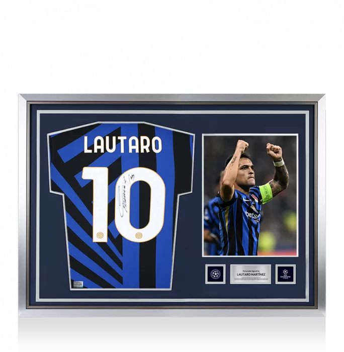 Lautaro Martinez Official UEFA Champions League Back Signed and Hero Framed Internazionale 2024-25 Home Shirt