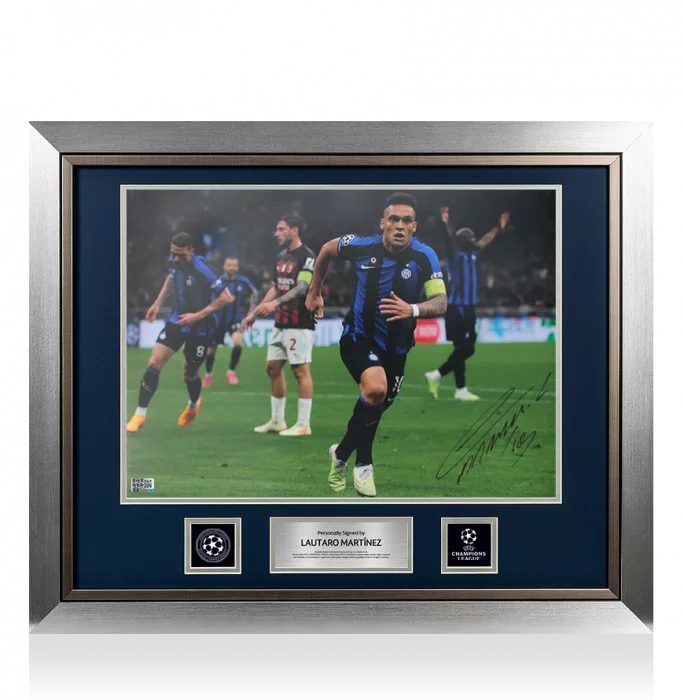 Lautaro Martinez Official UEFA Champions League Signed And Framed Internazionale Photo