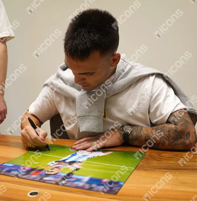 Lautaro Martinez Signed Argentina Photo In Black Wooden Frame: 2024 Copa America Winner