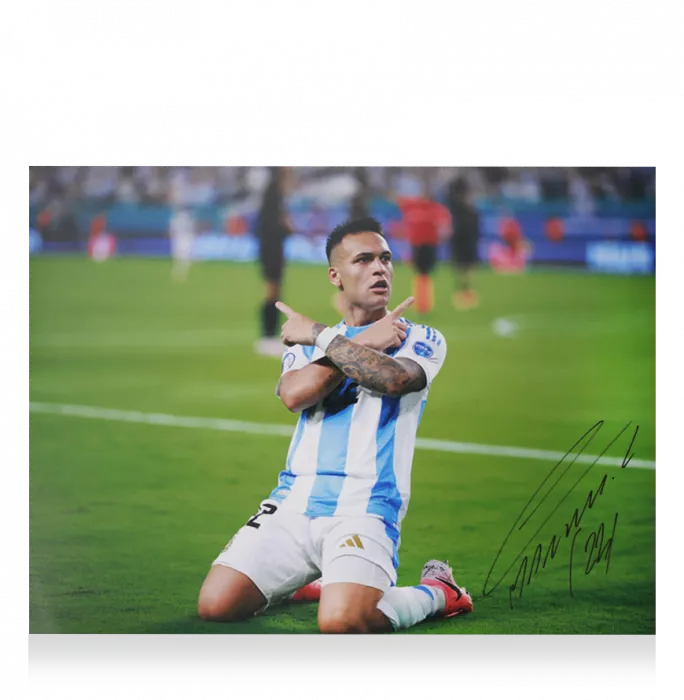 Lautaro Martinez Signed Argentina Photo In Premium Photo Frame: 2024 Copa America Winner