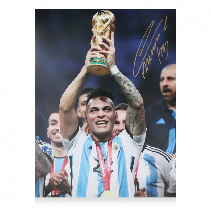 Lautaro Martinez Signed Argentina Photo In Premium Photo Frame: 2022 FIFA World Cup Winner
