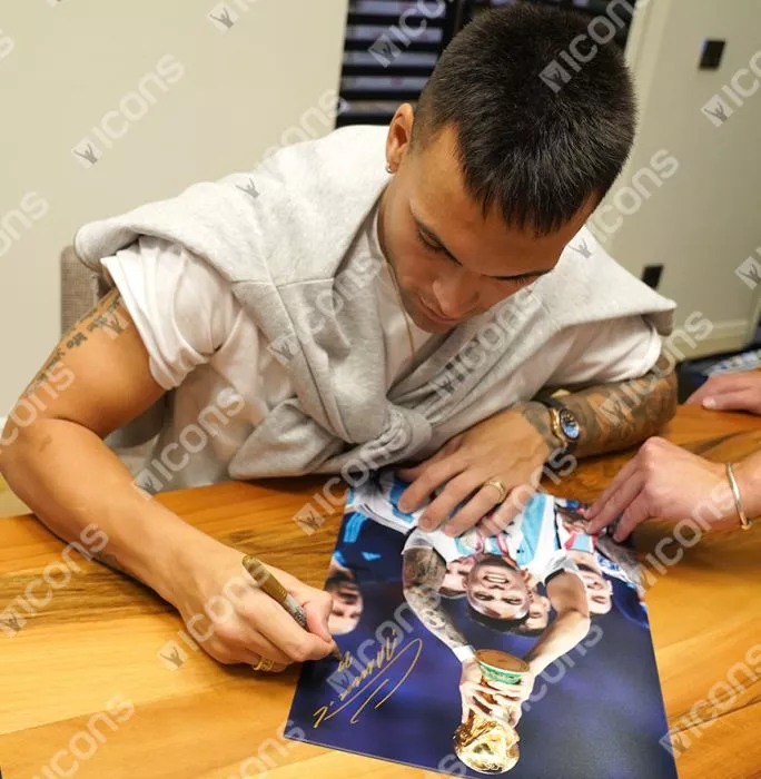 Lautaro Martinez Signed Argentina Photo In Premium Photo Frame: 2022 FIFA World Cup Winner