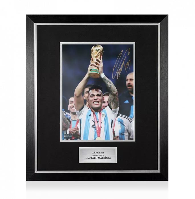 Lautaro Martinez Signed Argentina Photo In Premium Photo Frame: 2022 FIFA World Cup Winner