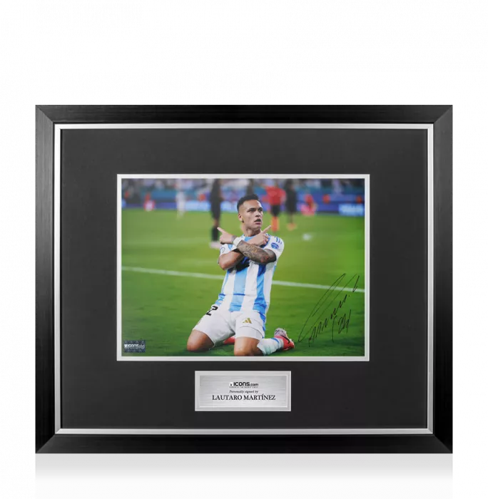 Lautaro Martinez Signed Argentina Photo In Premium Photo Frame: 2024 Copa America Winner