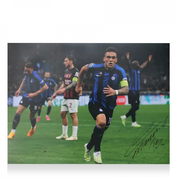 Lautaro Martinez Signed Internazionale Photo In Premium Photo Frame: UEFA Champions League