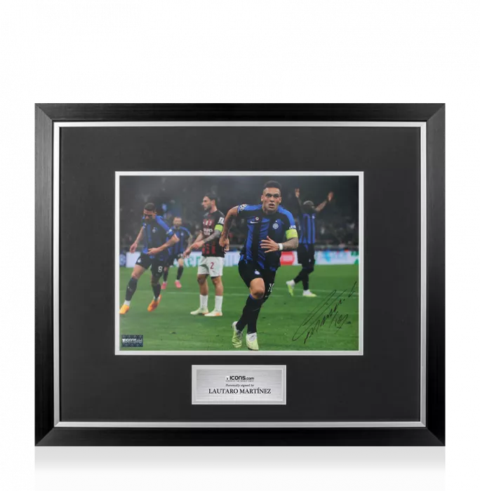 Lautaro Martinez Signed Internazionale Photo In Premium Photo Frame: UEFA Champions League