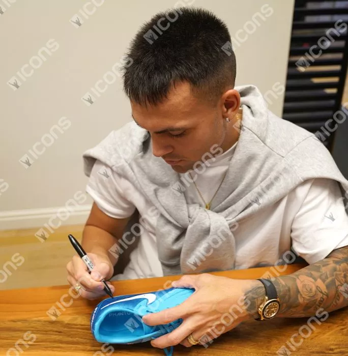 Lautaro Martinez Signed Nike Phantom Boot In Acrylic Case