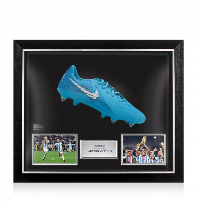 Lautaro Martinez Signed Nike Phantom Boot In Bubble Frame: Option 1