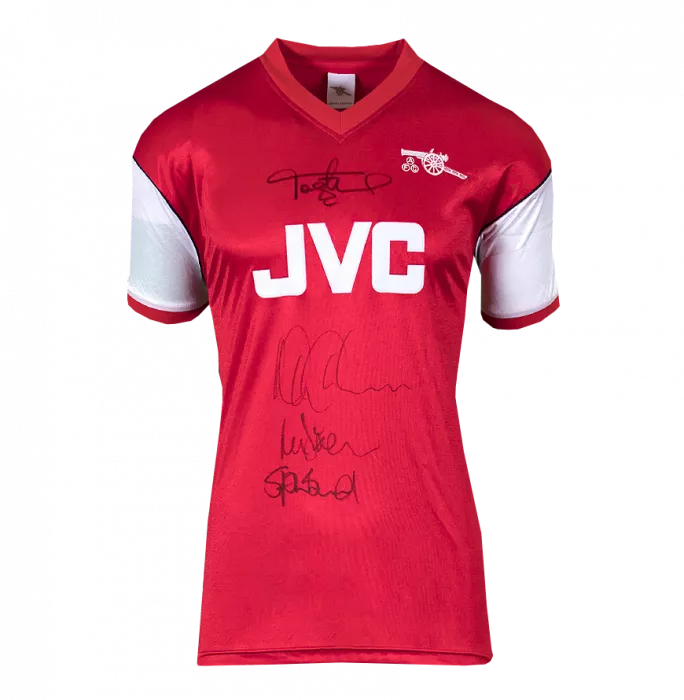 Lee Dixon Nigel Winterburn Steve Bould & Tony Adams Front Signed Arsenal Home Shirt In Classic Frame
