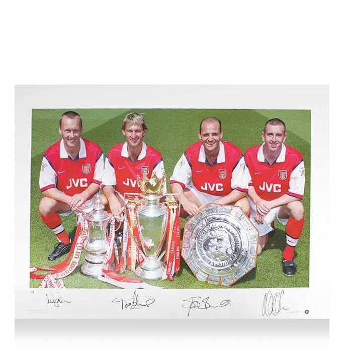 Lee Dixon Tony Adams Steve Bould & Nigel Winterburn Signed Arsenal Print