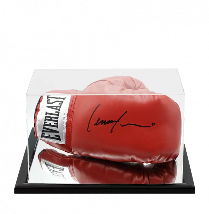Lennox Lewis Signed Everlast Red Boxing Glove In Acrylic Case