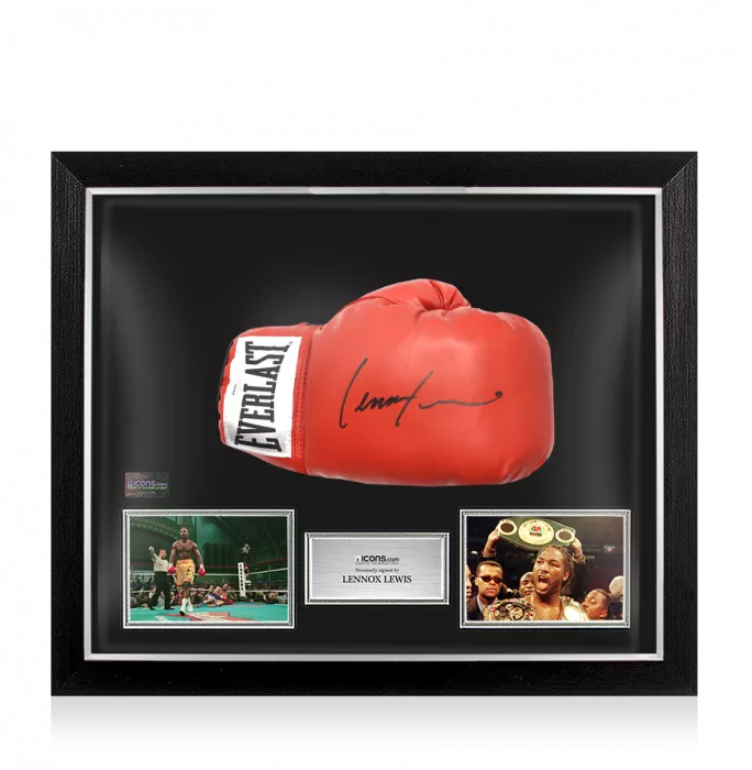 Lennox Lewis Signed Everlast Red Boxing Glove In Bubble Frame: Option 1