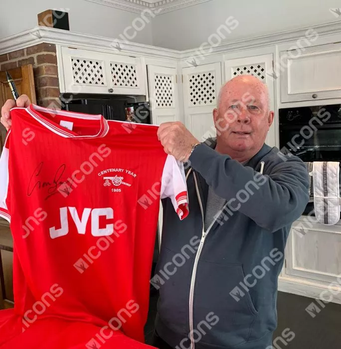 Liam Brady Front Signed Arsenal Home Shirt In Deluxe Packaging