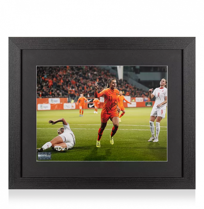 Lieke Martens Signed Netherlands Photo In Black Wooden Frame: FIFA World Cup Qualifier Goal vs Switzerland