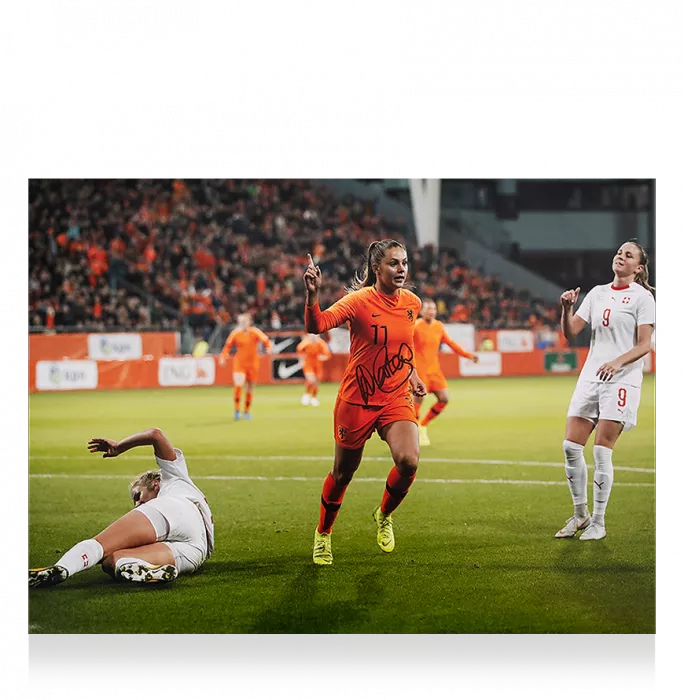 Lieke Martens Signed Netherlands Photo In Premium Photo Frame: FIFA World Cup Qualifier Goal Vs Switzerland
