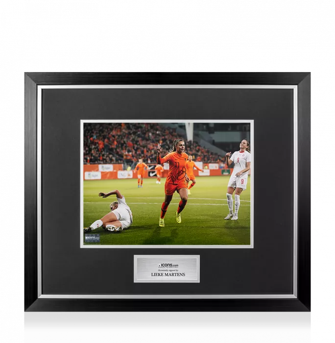 Lieke Martens Signed Netherlands Photo In Premium Photo Frame: FIFA World Cup Qualifier Goal vs Switzerland