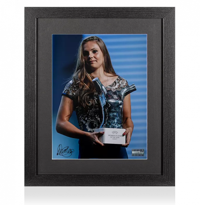 Lieke Martens Signed Photo In Black Wooden Frame: UEFA Women's Player of the Year 2016-17