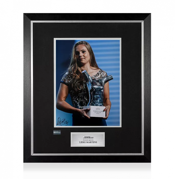 Lieke Martens Signed Photo In Premium Photo Frame: UEFA Women's Player of the Year 2016-17