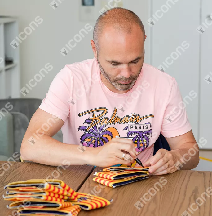 Lionel Messi & Andres Iniesta Official FC Barcelona Signed And Framed Captain's Armband