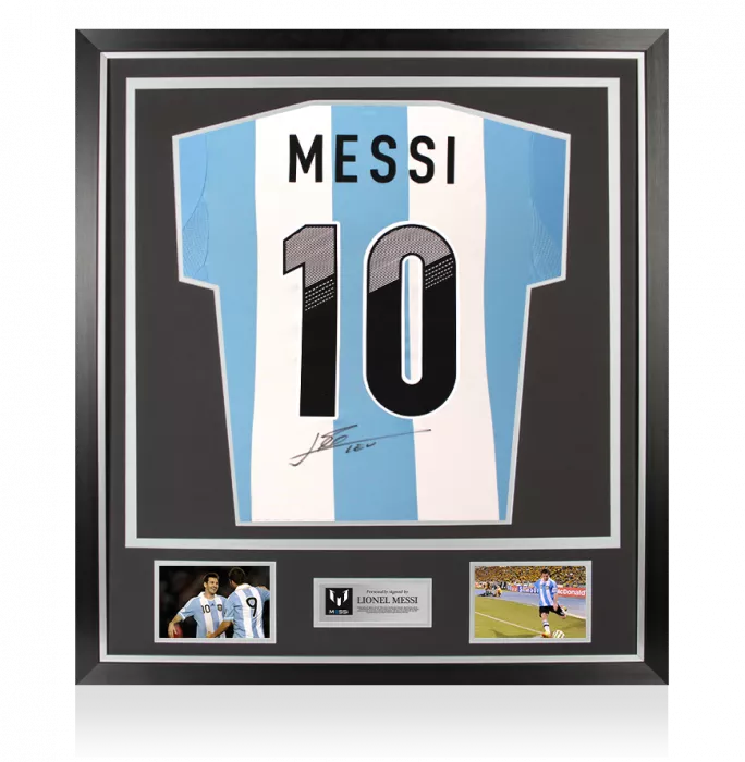 Lionel Messi Back Signed Argentina 2011-13 Home Shirt In Classic Frame