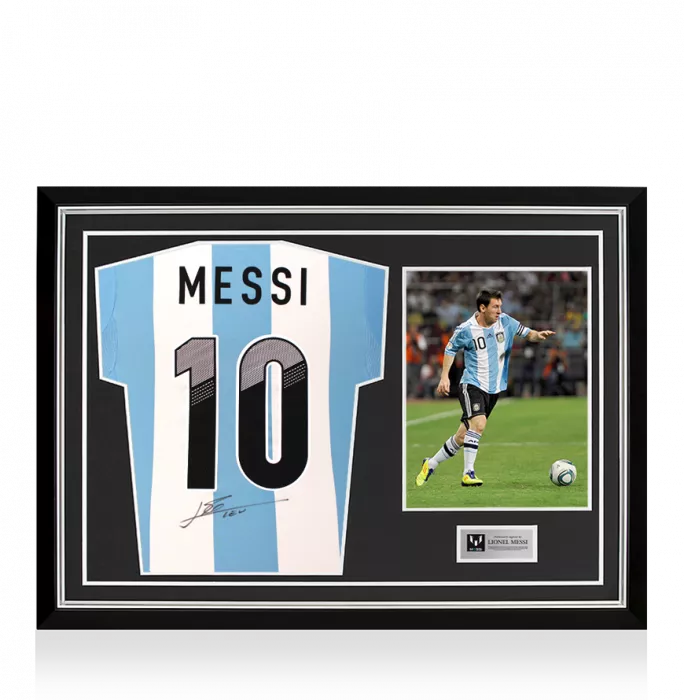 Lionel Messi Back Signed Argentina 2011-13 Home Shirt In Hero Frame: Option 1