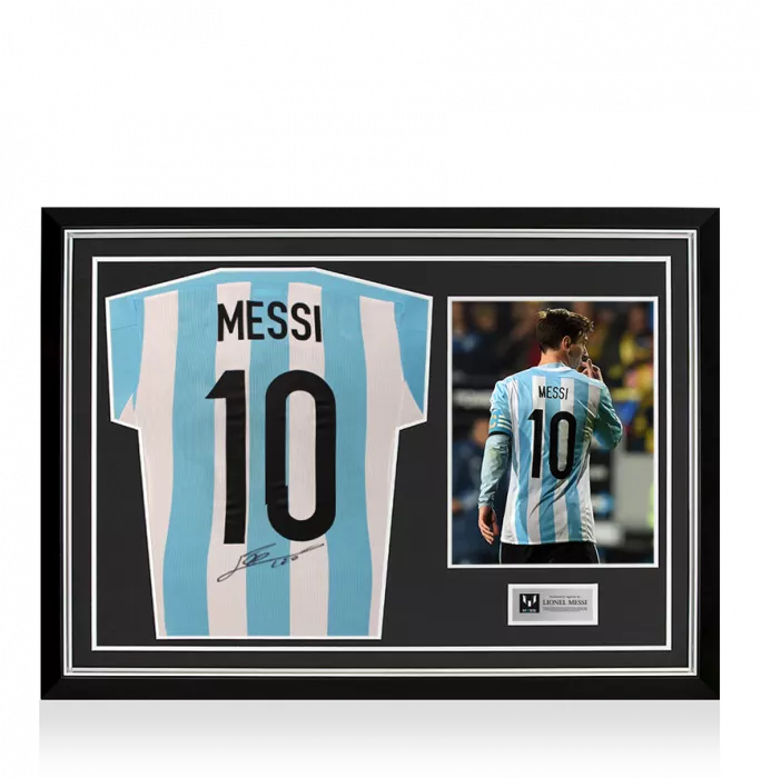 Lionel Messi Back Signed Argentina 2015-16 Home Shirt In Hero Frame: Option 1