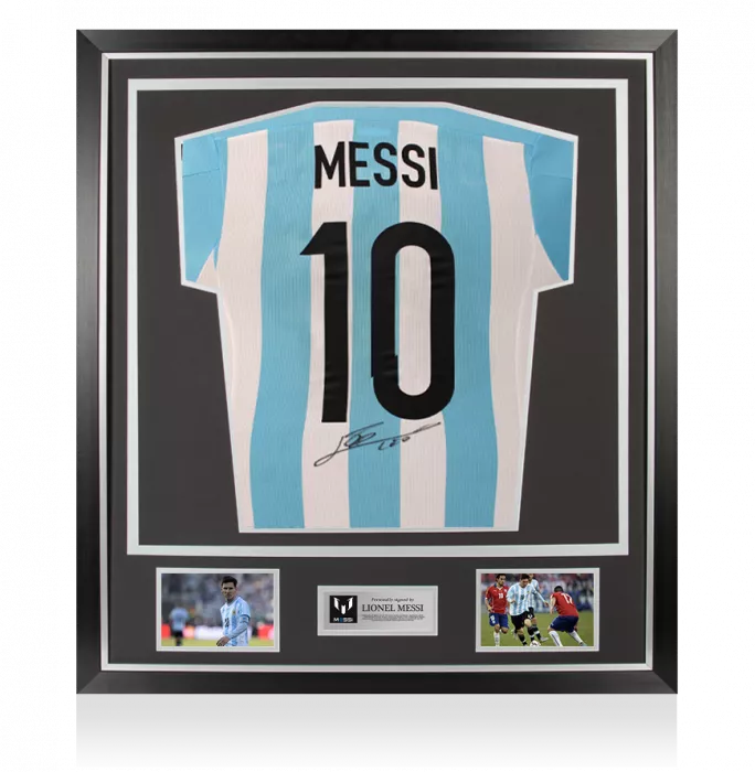 Lionel Messi Back Signed Argentina 2015-16 Home Shirt In Classic Frame