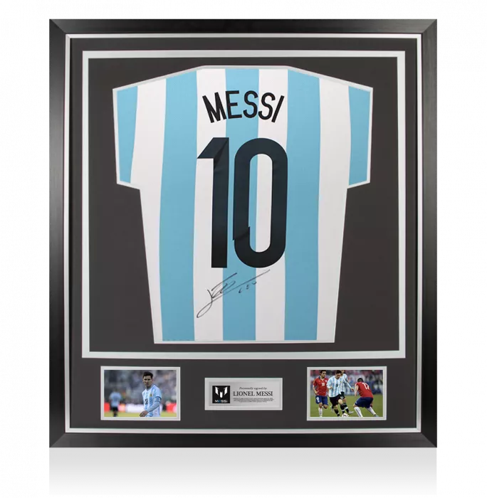 Lionel Messi Back Signed Argentina 2015 Home Shirt In Classic Frame