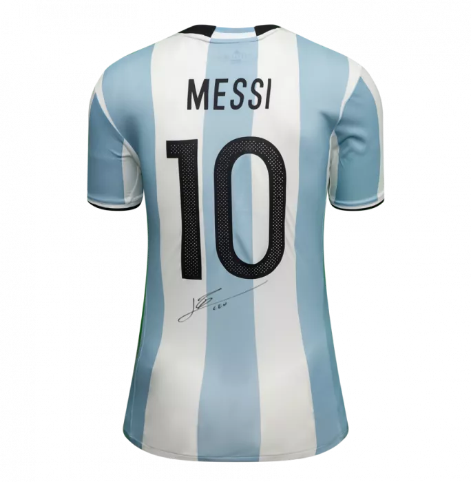 Lionel Messi Back Signed Argentina 2016-17 Home Shirt In Classic Frame