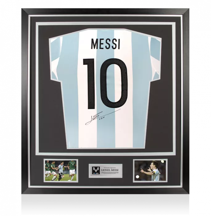 Lionel Messi Back Signed Argentina 2016-17 Home Shirt In Classic Frame
