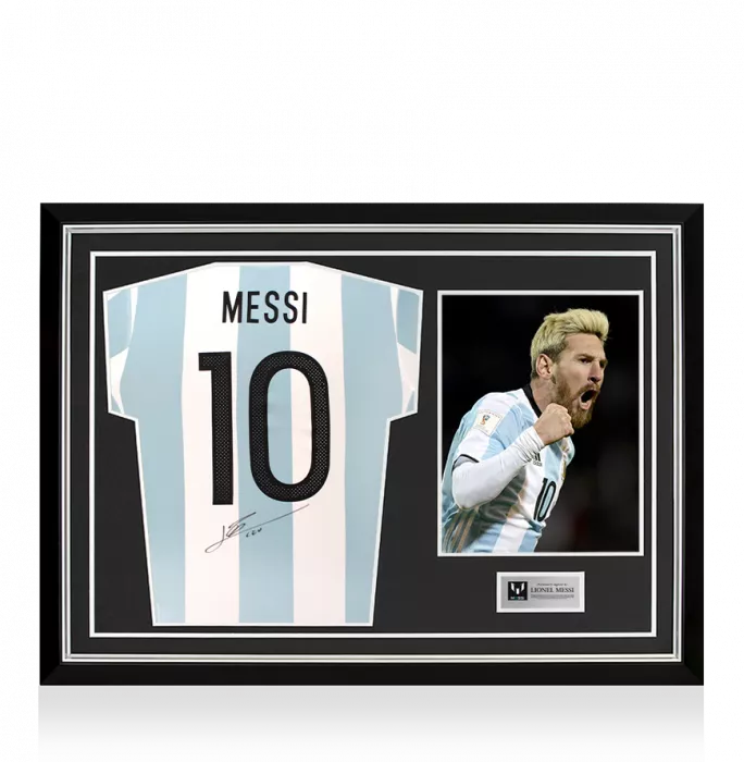 Lionel Messi Back Signed Argentina 2016-17 Home Shirt In Hero Frame: Option 1