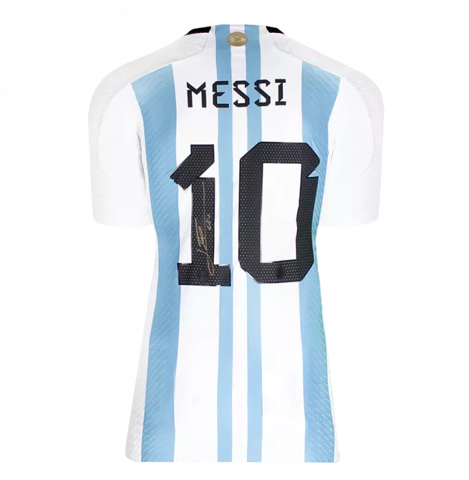 Lionel Messi Back Signed Argentina 2022 Home Shirt - Manufactured In Argentina Edition In Hero Frame: Option 1