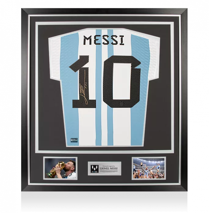 Lionel Messi Back Signed Argentina 2022 Home Shirt - Manufactured in Argentina Edition In Classic Frame