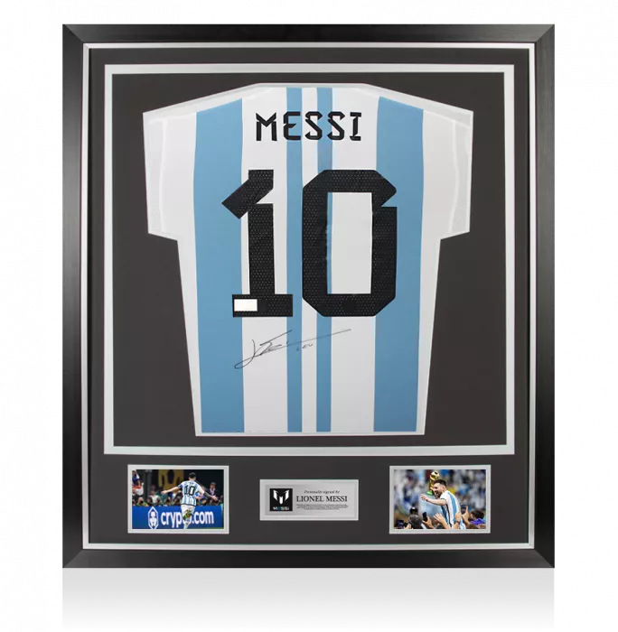 Lionel Messi Back Signed Argentina 2022 Home Shirt In Classic Frame