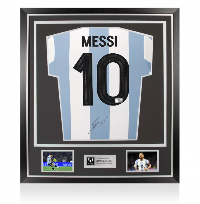 Lionel Messi Back Signed Argentina 2024-25 Anniversary Home Shirt In Classic Frame