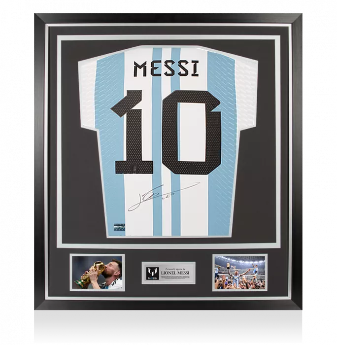 Lionel Messi Back Signed Argentina Match Issue 2022 Home Shirt In Classic Frame