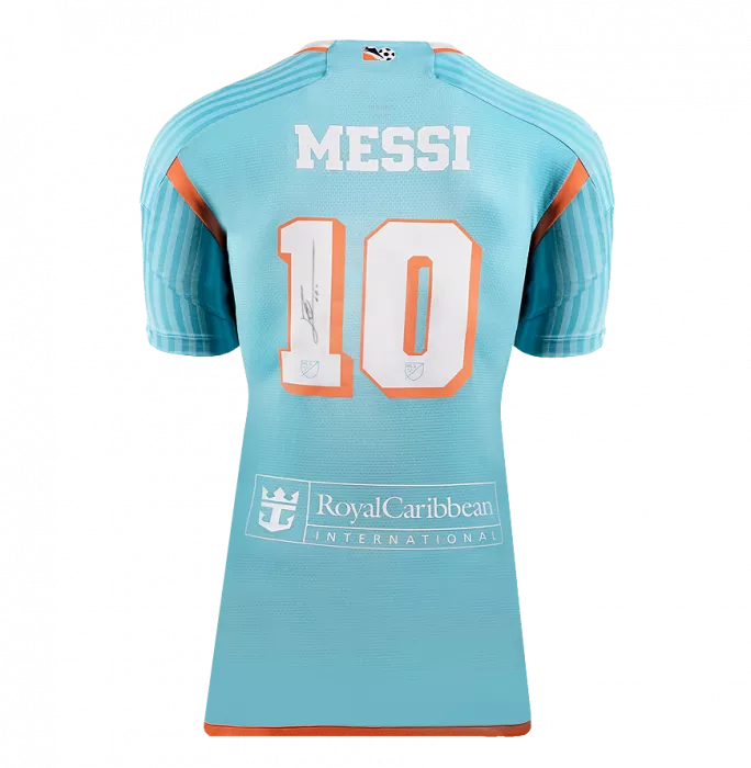 Lionel Messi Back Signed Inter Miami 2024-25 Authentic Third Shirt In Hero Frame