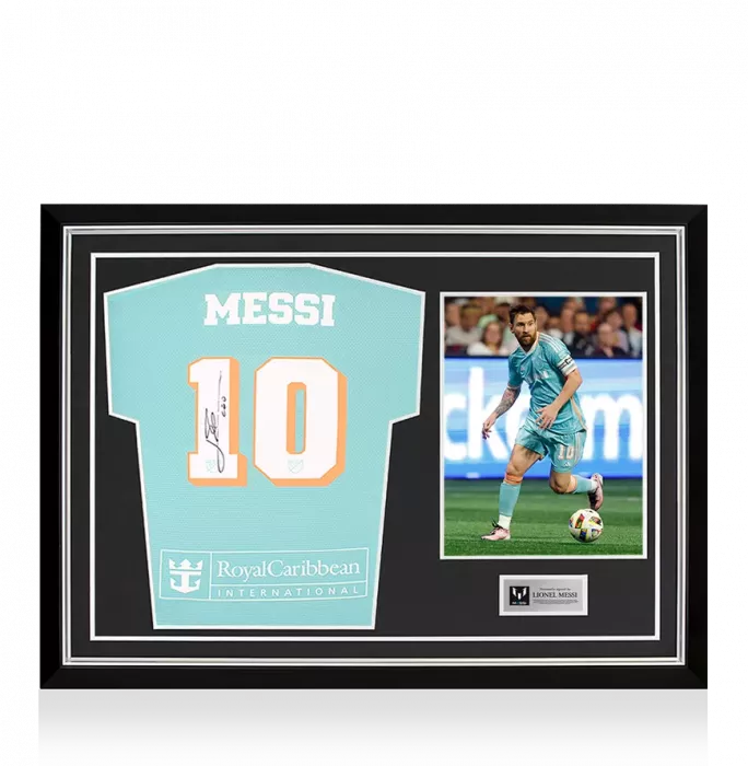 Lionel Messi Back Signed Inter Miami 2024-25 Authentic Third Shirt In Hero Frame