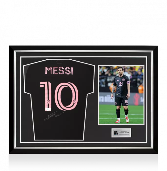 Lionel Messi Back Signed Inter Miami CF 2025 Away Shirt In Hero Frame: Option 1