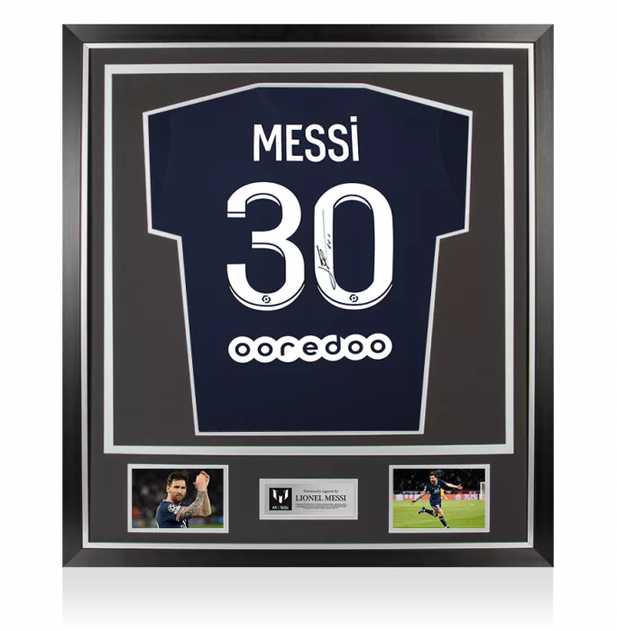 Lionel Messi Back Signed Paris Saint-Germain 2021-22 Home Shirt In Classic Frame