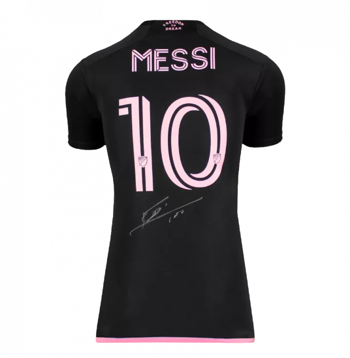 Lionel Messi & David Beckham Signed Inter Miami CF Away Shirts In Classic Dual Frame