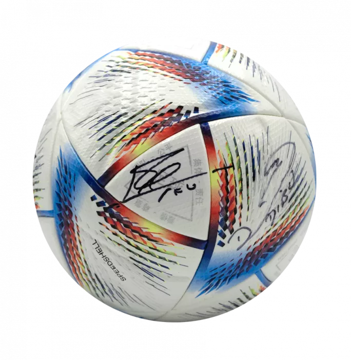 Lionel Messi & Emiliano Martinez Official FIFA World Cup™ Dual Signed Adidas Rihla Pro Football In Acrylic Case