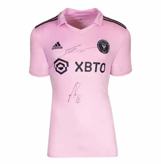 Lionel Messi & Jordi Alba Front Signed Inter Miami CF 2022 Home Shirt In Hero Frame: Option 1