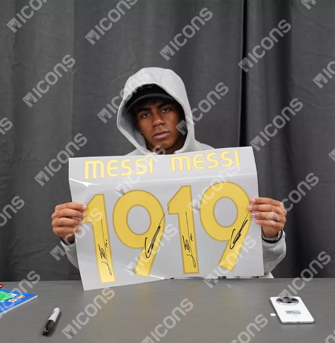 Lionel Messi & Lamine Yamal Dual Signed FC Barcelona 2007-08 Home Shirt In Classic Frame